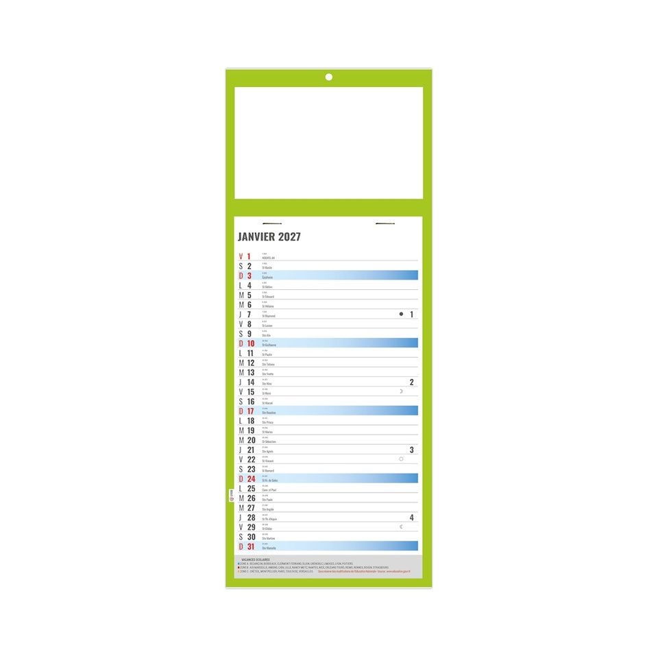 Calendrier personnalisé fabriqué en France 12 feuillets Simple