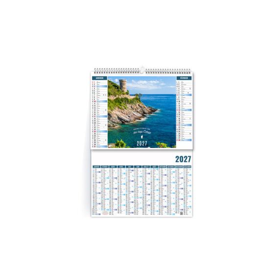 Calendrier personnalisé fabriqué en France 2 en 1 Terra di Sol 6 feuillets