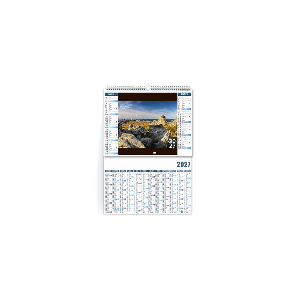 Calendrier personnalisable fabriqué en France Calme 2 en 1