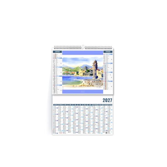 Calendrier publcitaire fabriqué en France 6 feuillets 2 en 1 Lavis