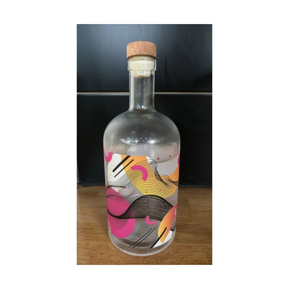 Bouteille en verre 750 ml personnalisée en quadri
