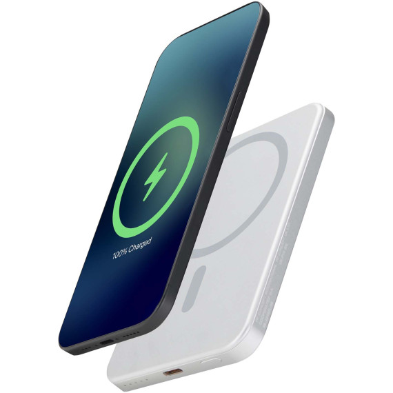 Batterie externe publicitaire magnétique Avis 5000 mAh en aluminium recyclé RCS