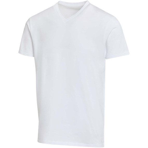 T-shirt publicitaire unisexe en coton bio certifié OCS Balfour à manches courtes et col en V de 200 g/m²