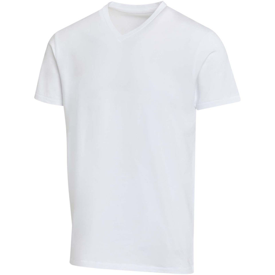 T-shirt publicitaire unisexe en coton bio certifié OCS Balfour à manches courtes et col en V de 200 g/m²