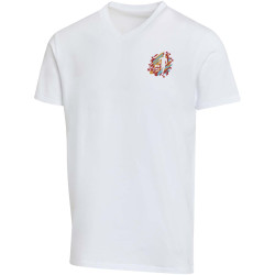 T-shirt publicitaire unisexe en coton bio certifié OCS Balfour à manches courtes et col en V de 200 g/m²