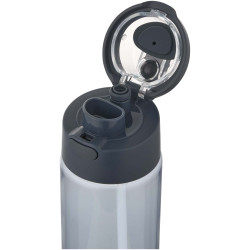 Bouteille publicitaire d'eau Theron de 700 ml en plastique recyclé RCS, avec bouchon double fonction et paille rabattable