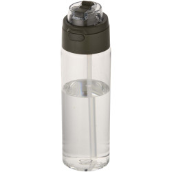 Bouteille publicitaire d'eau Theron de 700 ml en plastique recyclé RCS, avec bouchon double fonction et paille rabattable