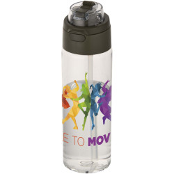 Bouteille publicitaire d'eau Theron de 700 ml en plastique recyclé RCS, avec bouchon double fonction et paille rabattable