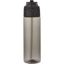 Bouteille publicitaire d'eau Theron de 700 ml en plastique recyclé RCS, avec bouchon double fonction et paille rabattable