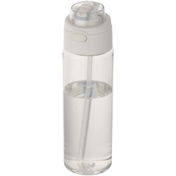 Bouteille publicitaire d'eau Theron de 700 ml en plastique recyclé RCS, avec bouchon double fonction et paille rabattable