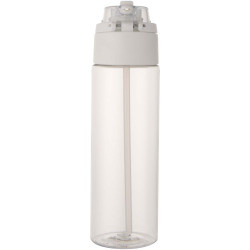 Bouteille publicitaire d'eau Theron de 700 ml en plastique recyclé RCS, avec bouchon double fonction et paille rabattable