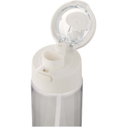 Bouteille publicitaire d'eau Theron de 700 ml en plastique recyclé RCS, avec bouchon double fonction et paille rabattable