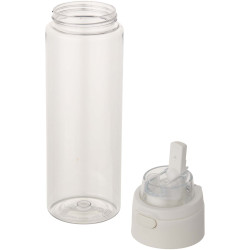 Bouteille publicitaire d'eau Theron de 700 ml en plastique recyclé RCS, avec bouchon double fonction et paille rabattable