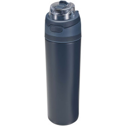 Bouteille publicitaire d'eau Theron 800 ml en acier inoxydable à simple paroi recyclé RCS, avec bouchon à double fonction