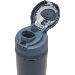 Bouteille publicitaire d'eau Theron 800 ml en acier inoxydable à simple paroi recyclé RCS, avec bouchon à double fonction