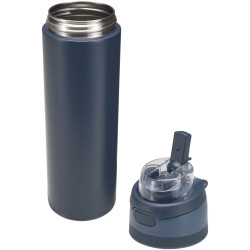 Bouteille publicitaire d'eau Theron 800 ml en acier inoxydable à simple paroi recyclé RCS, avec bouchon à double fonction