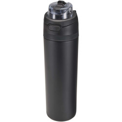 Bouteille publicitaire d'eau Theron 800 ml en acier inoxydable à simple paroi recyclé RCS, avec bouchon à double fonction