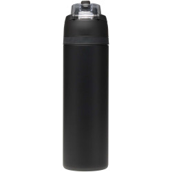 Bouteille publicitaire d'eau Theron 800 ml en acier inoxydable à simple paroi recyclé RCS, avec bouchon à double fonction