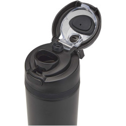 Bouteille publicitaire d'eau Theron 800 ml en acier inoxydable à simple paroi recyclé RCS, avec bouchon à double fonction