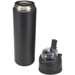 Bouteille publicitaire d'eau Theron 800 ml en acier inoxydable à simple paroi recyclé RCS, avec bouchon à double fonction