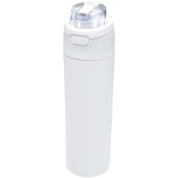 Bouteille publicitaire d'eau Theron 800 ml en acier inoxydable à simple paroi recyclé RCS, avec bouchon à double fonction