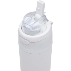 Bouteille publicitaire d'eau Theron 800 ml en acier inoxydable à simple paroi recyclé RCS, avec bouchon à double fonction