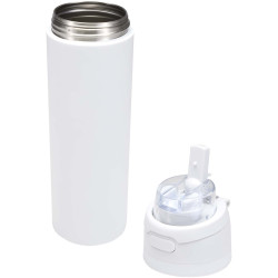 Bouteille publicitaire d'eau Theron 800 ml en acier inoxydable à simple paroi recyclé RCS, avec bouchon à double fonction