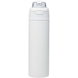 Bouteille publicitaire d'eau Theron 800 ml en acier inoxydable à simple paroi recyclé RCS, avec bouchon à double fonction