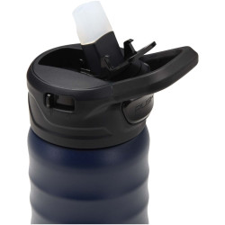 Gourde publicitaire de sport Knox 350 ml en acier inoxydable à double paroi recyclé RCS avec paille rabattable