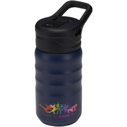 Gourde publicitaire de sport Knox 350 ml en acier inoxydable à double paroi recyclé RCS avec paille rabattable