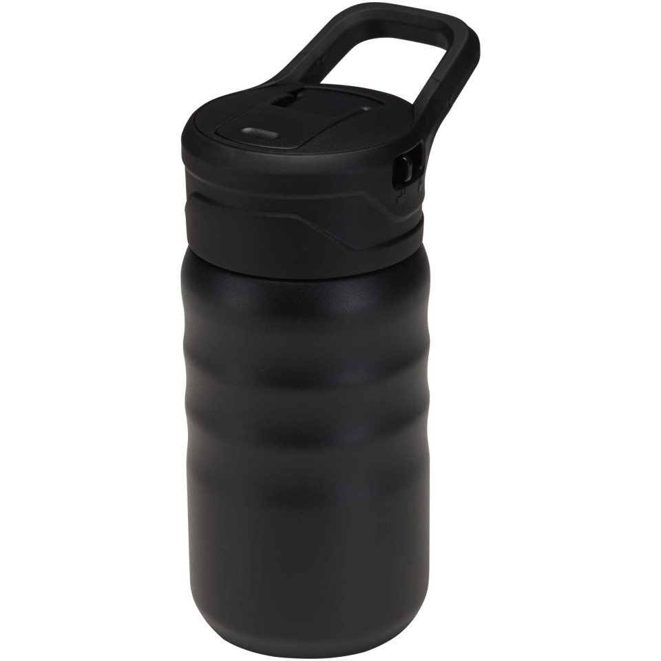 Gourde publicitaire de sport Knox 350 ml en acier inoxydable à double paroi recyclé RCS avec paille rabattable
