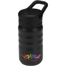 Gourde publicitaire de sport Knox 350 ml en acier inoxydable à double paroi recyclé RCS avec paille rabattable