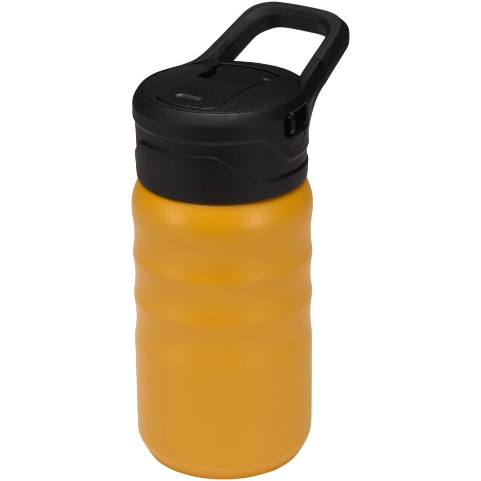Gourde publicitaire de sport Knox 350 ml en acier inoxydable à double paroi recyclé RCS avec paille rabattable