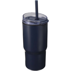 Gobelet publicitaire isotherme à double paroi Westin 540 ml en RCS recyclé, avec paille