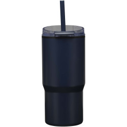 Gobelet publicitaire isotherme à double paroi Westin 540 ml en RCS recyclé, avec paille
