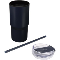 Gobelet publicitaire isotherme à double paroi Westin 540 ml en RCS recyclé, avec paille