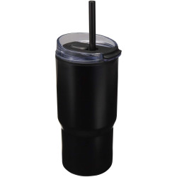 Gobelet publicitaire isotherme à double paroi Westin 540 ml en RCS recyclé, avec paille