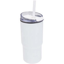 Gobelet publicitaire isotherme à double paroi Westin 540 ml en RCS recyclé, avec paille