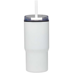 Gobelet publicitaire isotherme à double paroi Westin 540 ml en RCS recyclé, avec paille