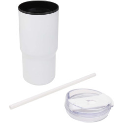 Gobelet publicitaire isotherme à double paroi Westin 540 ml en RCS recyclé, avec paille