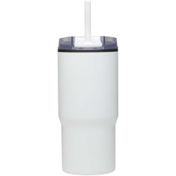 Gobelet publicitaire isotherme à double paroi Westin 540 ml en RCS recyclé, avec paille