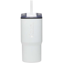 Gobelet publicitaire isotherme à double paroi Westin 540 ml en RCS recyclé, avec paille