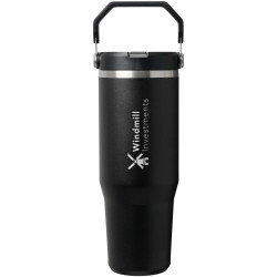 Gobelet publicitaire isolé en acier inoxydable de 890 ml avec paille retournable Stanley IceFlow™ 2.0