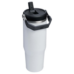 Gobelet publicitaire isolé en acier inoxydable de 890 ml avec paille retournable Stanley IceFlow™ 2.0