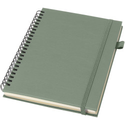 Cahier publicitaire à spirales Liss A5 à couverture rigide en plastique recyclé