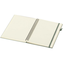 Cahier publicitaire à spirales Liss A5 à couverture rigide en plastique recyclé