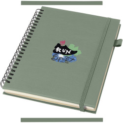 Cahier publicitaire à spirales Liss A5 à couverture rigide en plastique recyclé