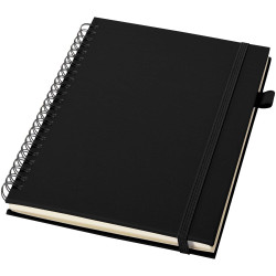 Cahier publicitaire à spirales Liss A5 à couverture rigide en plastique recyclé