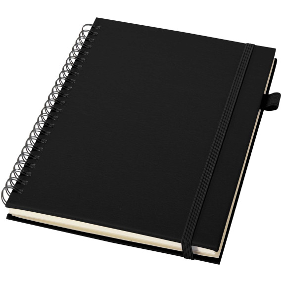 Cahier publicitaire à spirales Liss A5 à couverture rigide en plastique recyclé