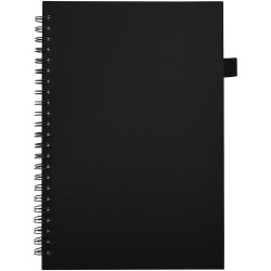 Cahier publicitaire à spirales Liss A5 à couverture rigide en plastique recyclé